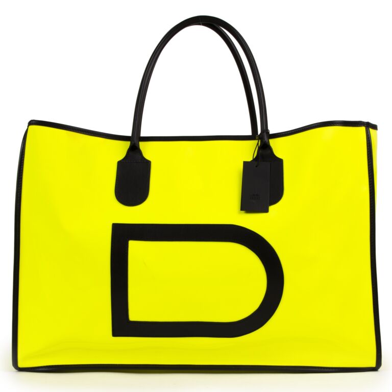 Delvaux Taxi Vernis Neon Yellow Travel Bag Labellov Buy and Sell Authentic Luxury