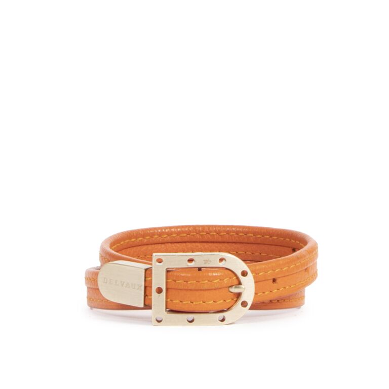 Delvaux Orange Leather Silver D Bracelet Labellov Buy and Sell ...