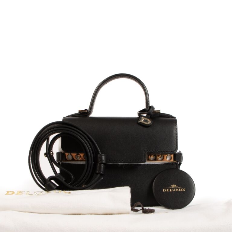 Delvaux Tempete Micro Black Supple Calf Labellov Buy and Sell Authentic Luxury