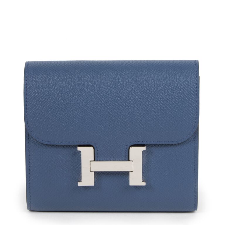 Hermes Bleu Agate Veau Epsom Constance Compact Wallet PHW Labellov Buy and Sell Authentic Luxury