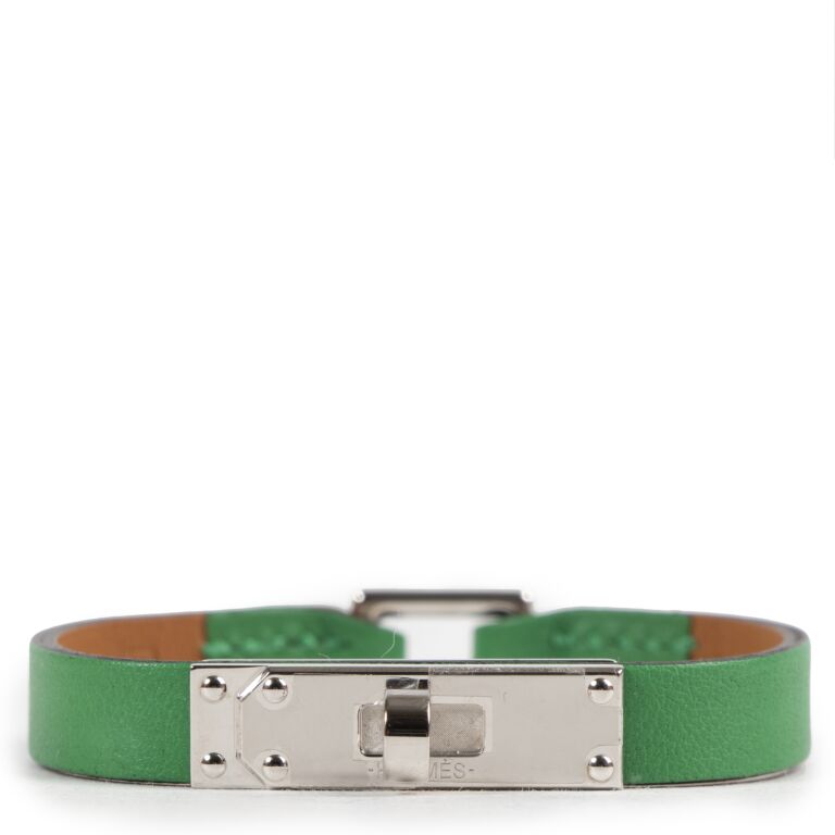 Herm s Micro Kelly Vert Bambou Leather Bracelet XS Labellov