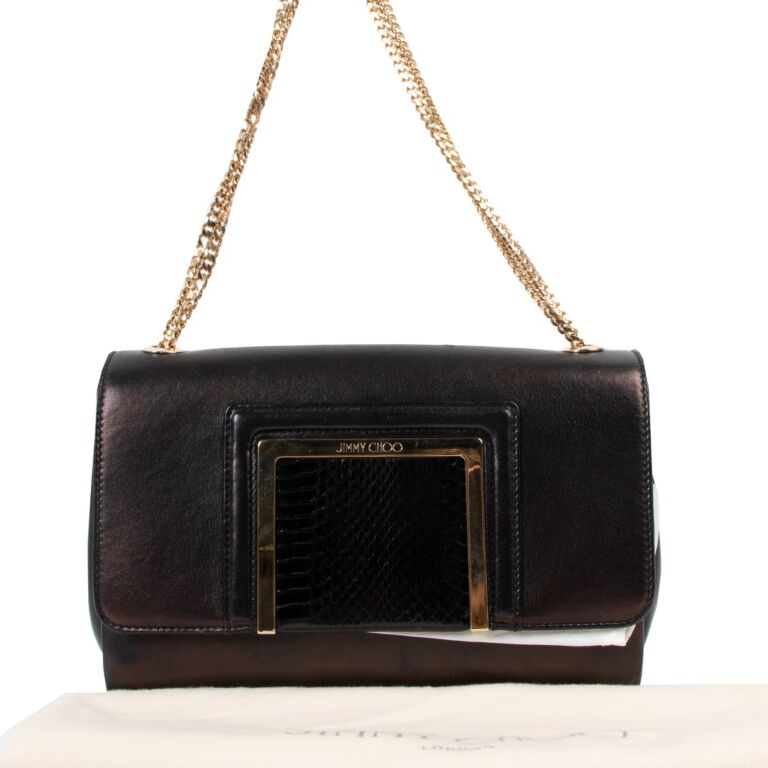 Black snakeskin cheap clutch bag