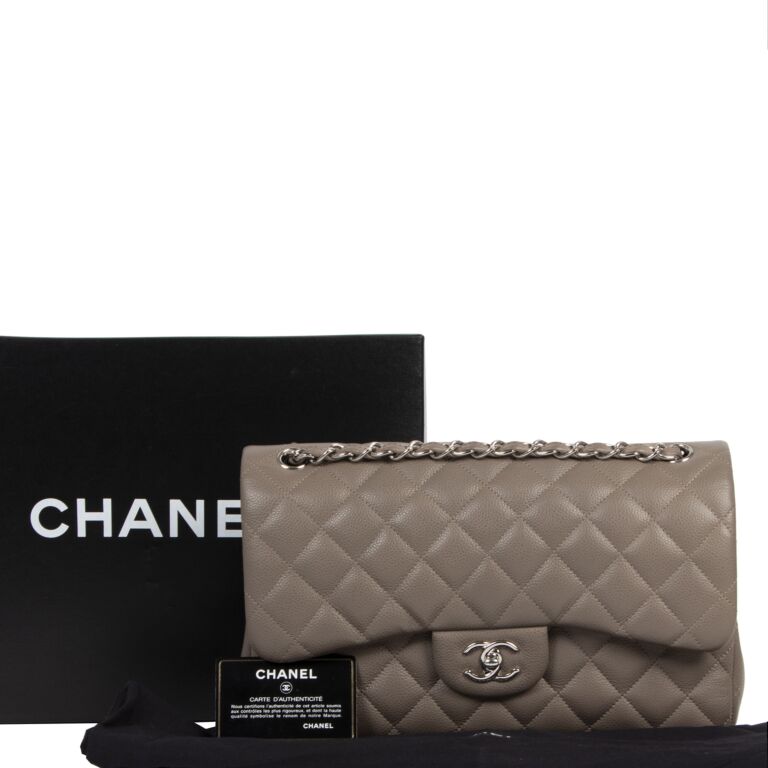 Chanel Jumbo Classic Flap Bag Caviar Taupe PHW ○ Labellov ○ Buy