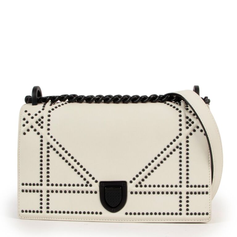 Christian Dior Ivory Studded Diorama Small Crossbody Bag Labellov Buy and Sell Authentic Luxury