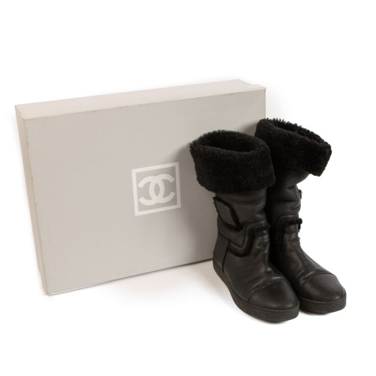 shearling chanel boots