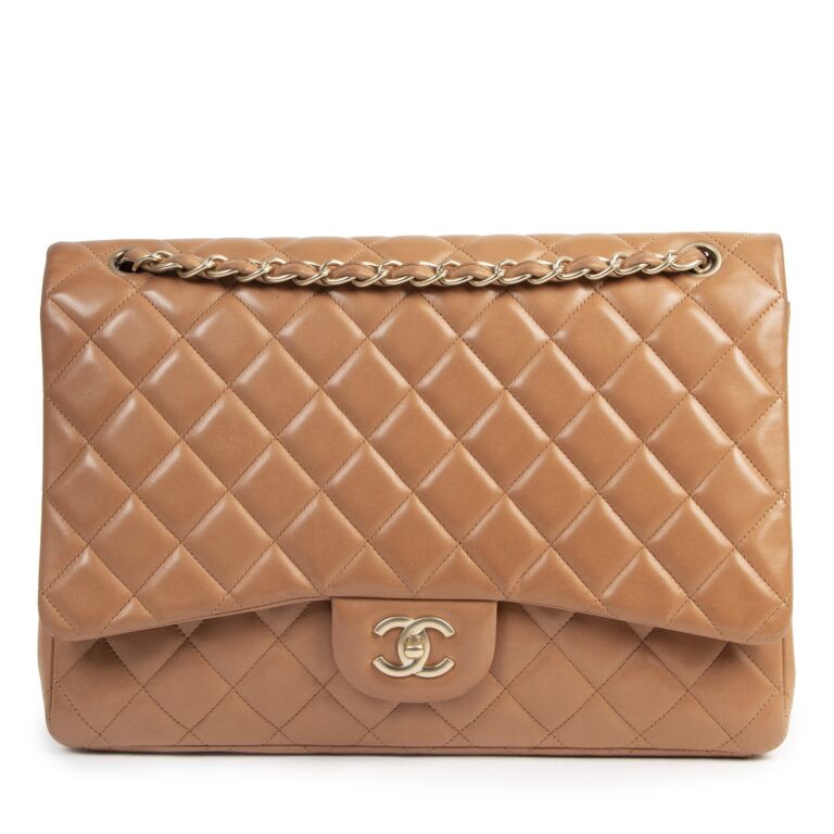 Chanel Camel Beige Quilted Caviar EastWest Flap Gold Hardware 20062008  Available For Immediate Sale At Sothebys