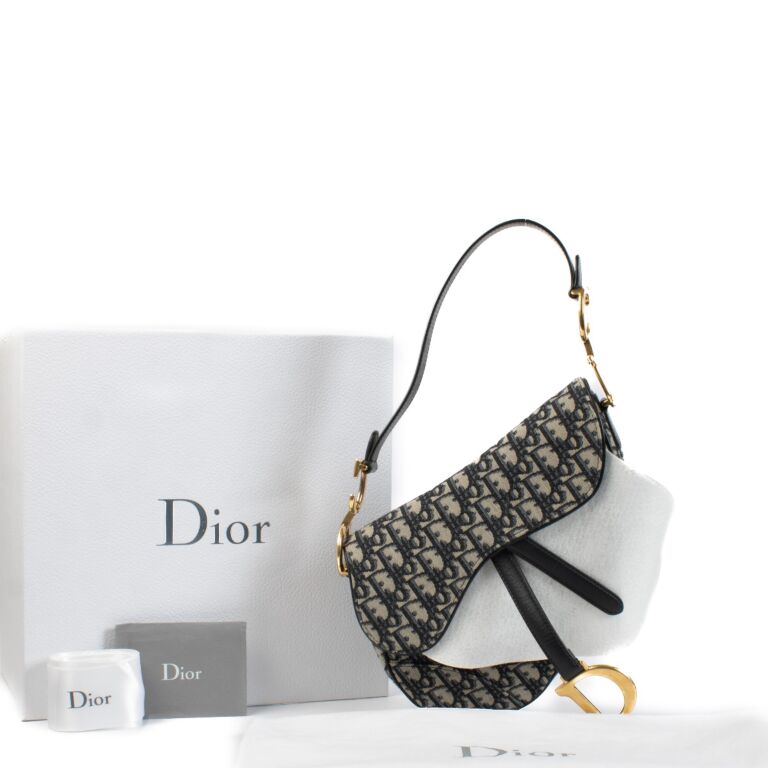 Christian Dior Blue Oblique Jacquard Saddle Bag ○ Labellov