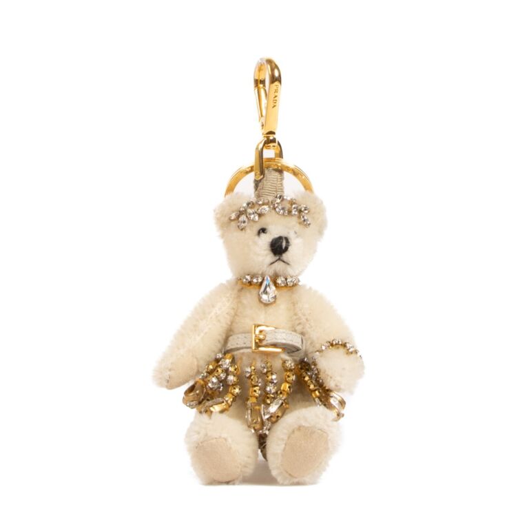 Prada Beige Crystals Bear Key Chain Labellov Buy and Sell