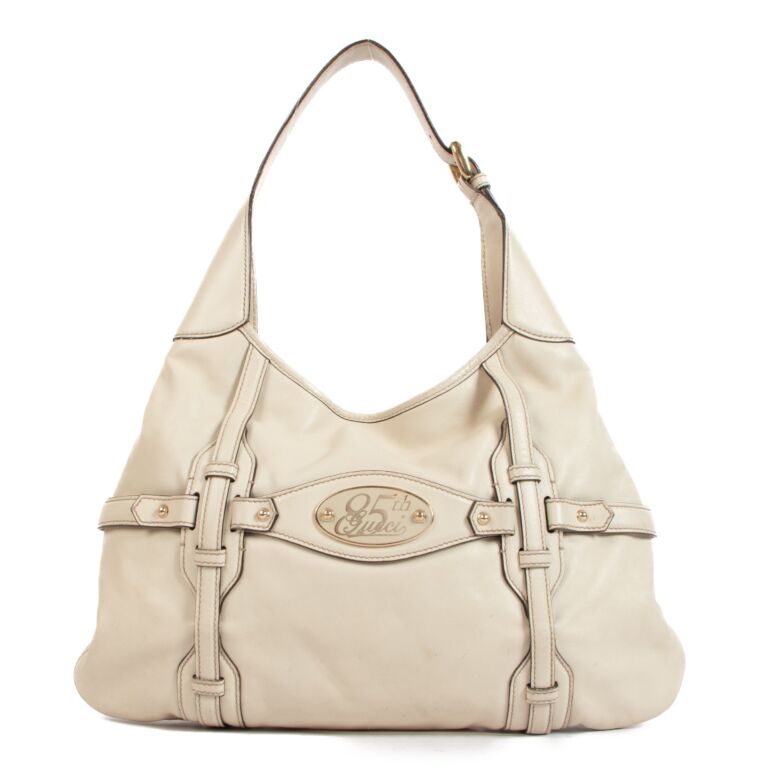 Gucci Beige Leather 85th Anniversary Hobo Shoulder Bag Labellov Buy and Sell Authentic Luxury