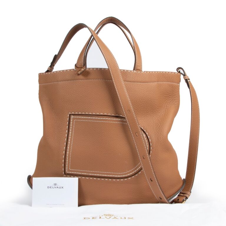 Delvaux Le Pin Cabas Soft Surpique Vegetal Ivoy Labellov Buy and Sell Authentic Luxury