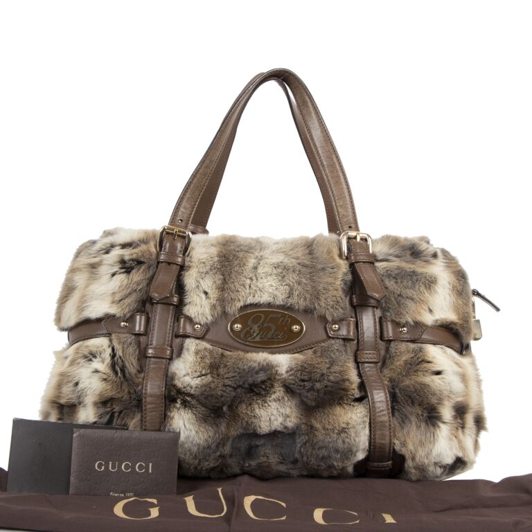 GUCCI Rabbit Fur 85th Anniversary Horsebit shoulder bag. - Unique