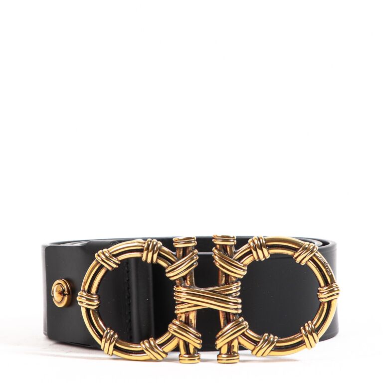 Salvatore Ferragamo Black Twisted Gancini Belt Size 105