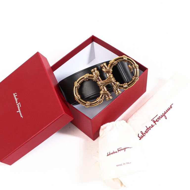 Salvatore Ferragamo Black Twisted Gancini Belt - Size 105