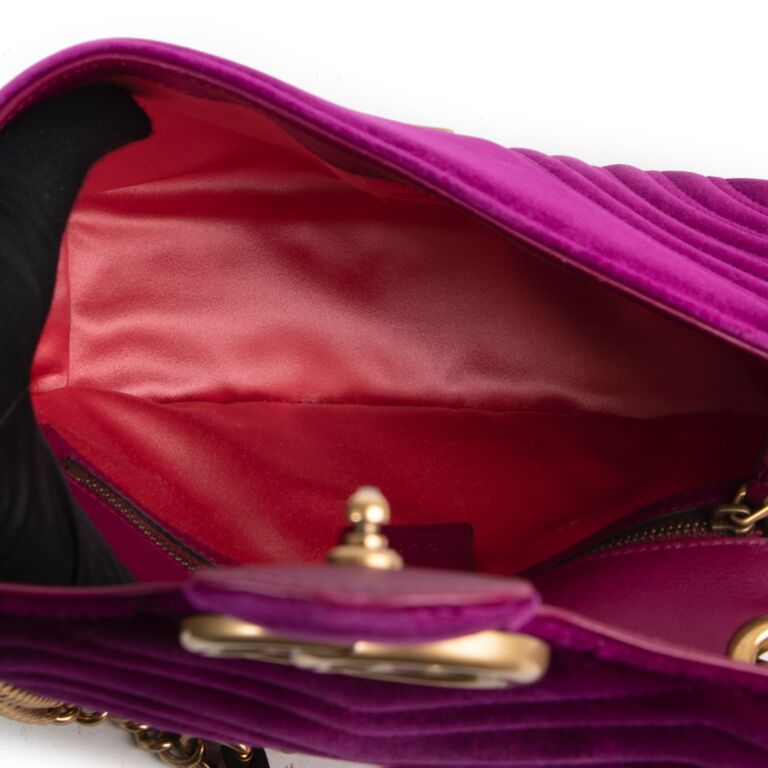 Gucci Purple Velvet Marmont Small Shoulder Bag Labellov Buy