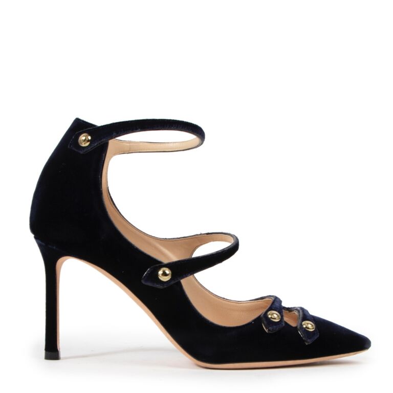（お得な特別割引価格） Choo Jimmy Blue 37,5 size - Pumps 85 Lacey Velvet ハイヒール+パンプス