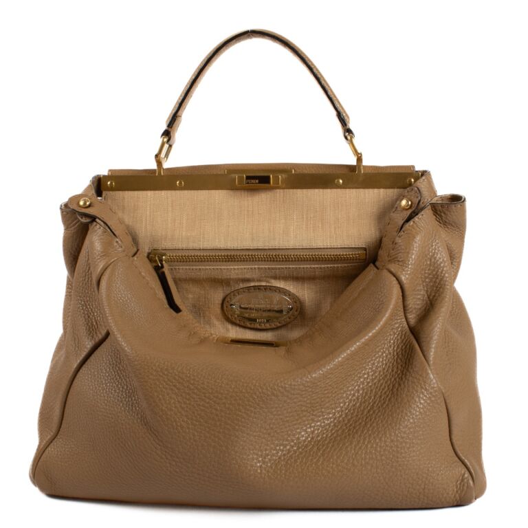 Fendi Camel Leather Selleria Large Peekaboo Bag Labellov Buy and Sell Authentic Luxury