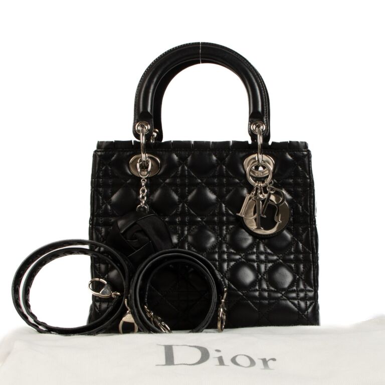 Lady dior bag best sale in black lambskin