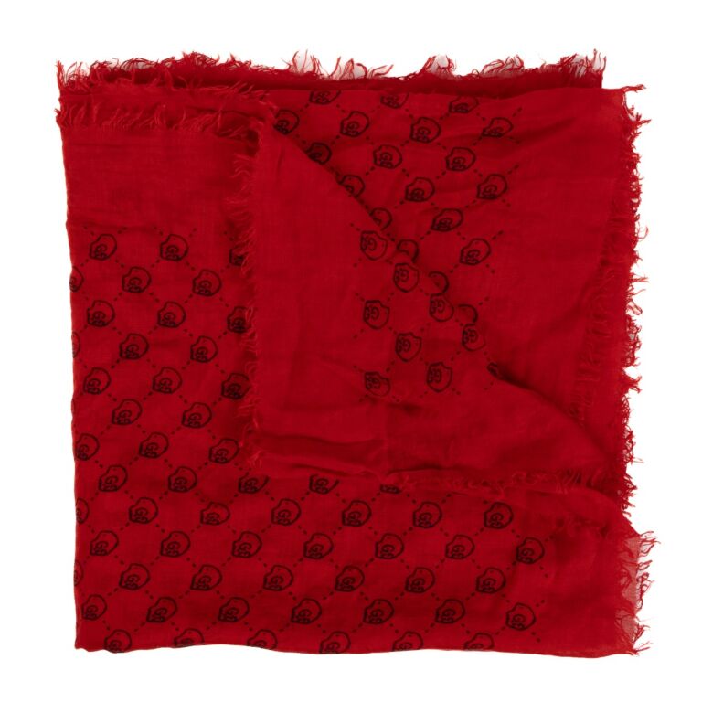 Gucci Red GG Skull Print Shawl Labellov Buy and Sell