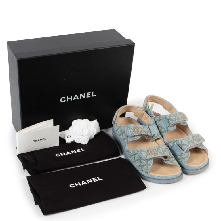 Denim chanel shop dad sandals