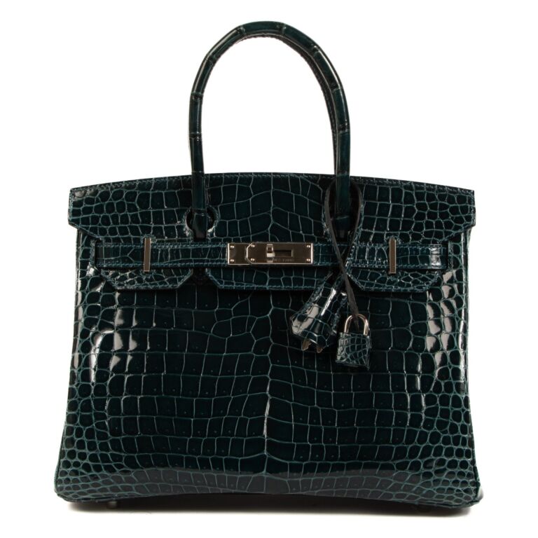 Hermès Birkin 30 Bleu Colvert Shiny Porosus Crocodile PHW Labellov Buy ...