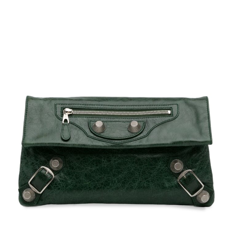 balenciaga green clutch