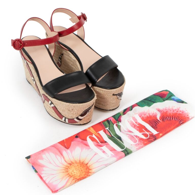 Gucci Snake Raffia Platform Espadrille Sandals Labellov Buy