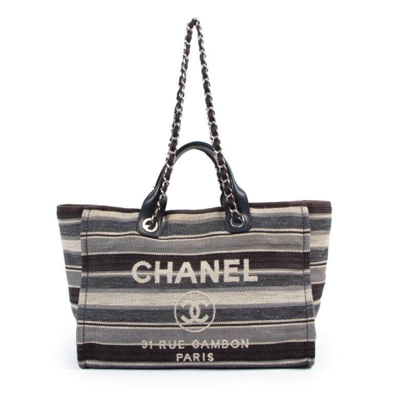 Chanel Pre Fall 2018 Deauville Striped Canvas Shopping Tote Bag