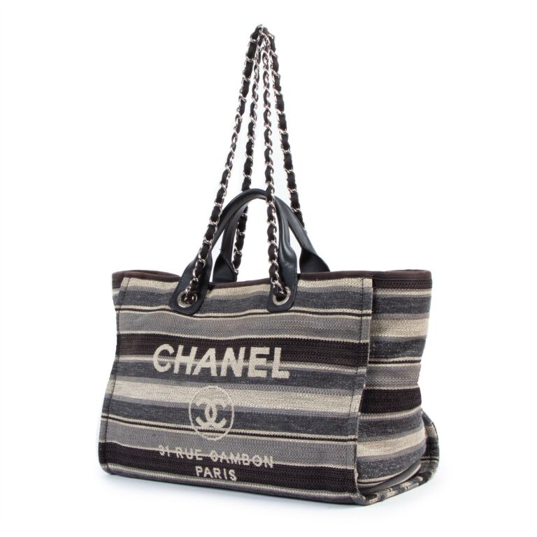 Chanel Pre-Fall 2018 Deauville Striped Canvas Shopping Tote Bag