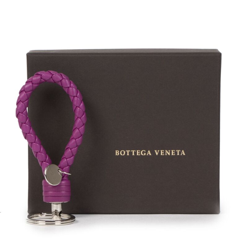 Bottega Veneta Intrecciato Leather Loop Key Chain Purple