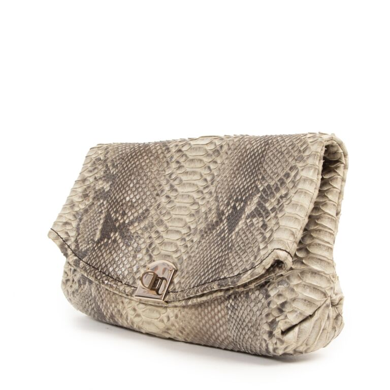 Sergio Rossi Python Printed Clutch Bag Labellov Buy and Sell