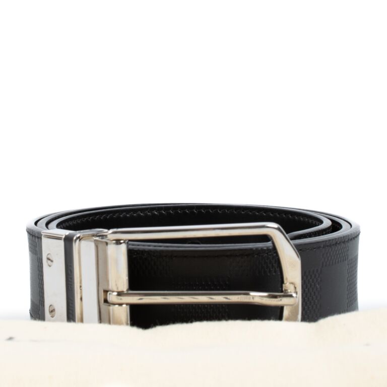 特価 Neuf Pont Infinite Damier Black Vuitton Louis Belt 95 Size - 小物