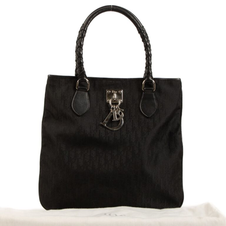 Christian Dior Black Nylon Oblique Lovely Tote Bag Labellov Buy and Sell Authentic Luxury