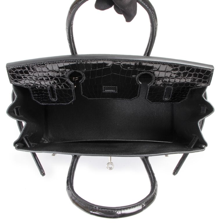 Hermes Birkin 30cm black Crocodile Porosus PHW Labellov Buy and Sell Authentic Luxury