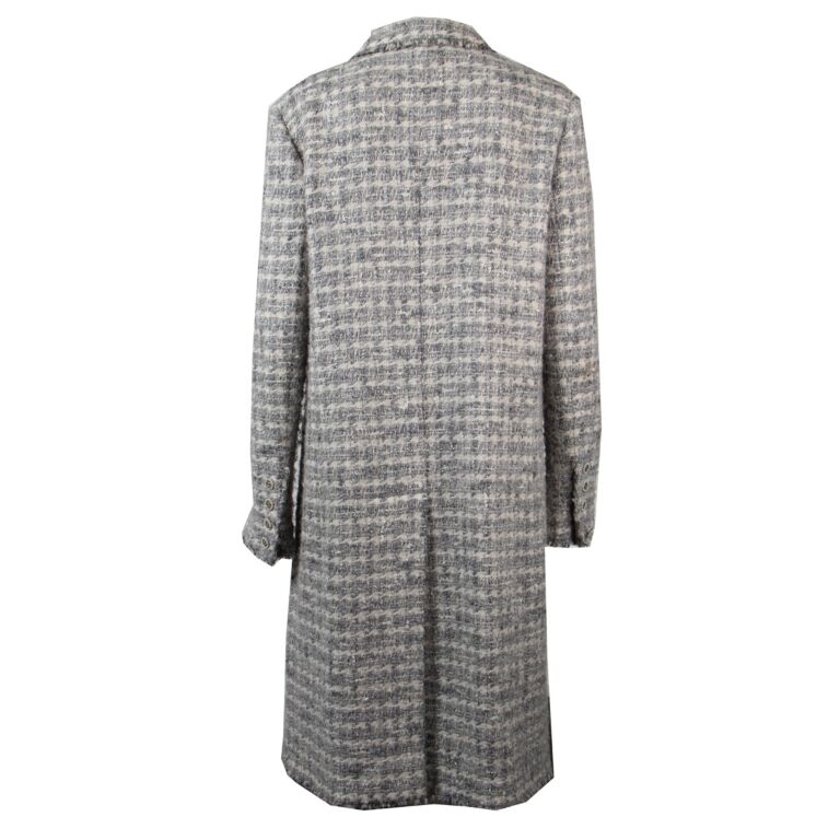 Chanel Autumn/Winter 2005 Grey Silver Tweed Bouclé Coat - Size