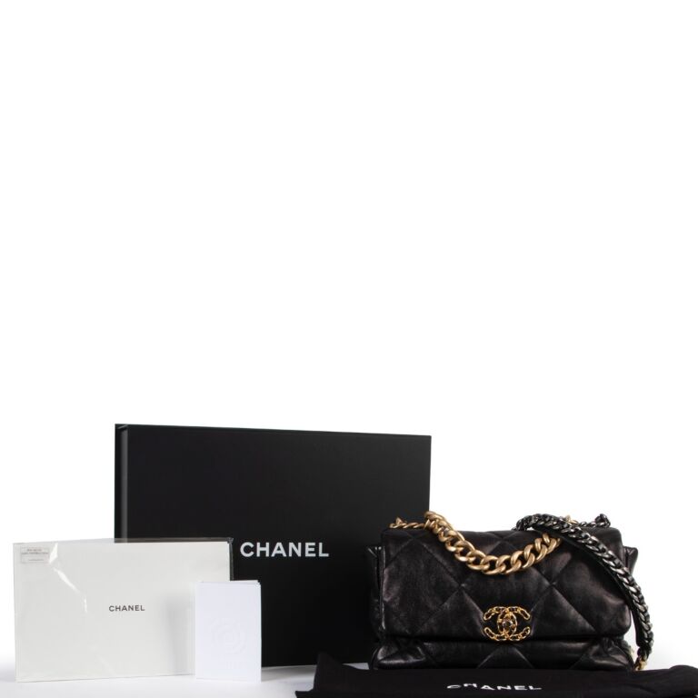 Chanel 19 Large Flap Bag Black Goatskin – Coco Approved Studio