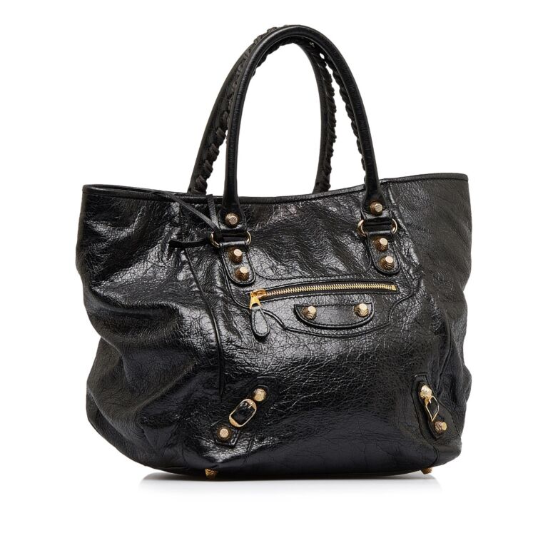 バッグ BALENCIAGA THE SUNDAY Balenciaga Black Lambskin Leather Large Sunday Tote Bag