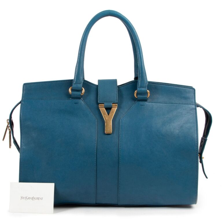 Yves Saint Laurent Blue Cabas ChYc Medium Handbag ○ Labellov