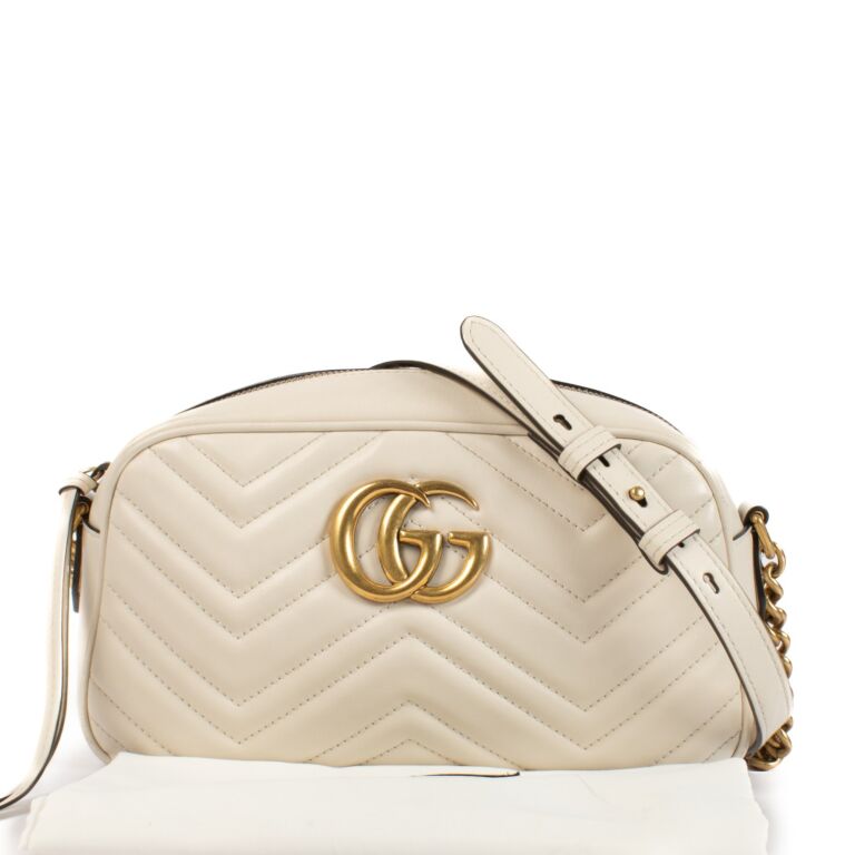 Gucci Cream Leather GG Marmont Small Camera Bag Labellov Buy and Sell Authentic Luxury