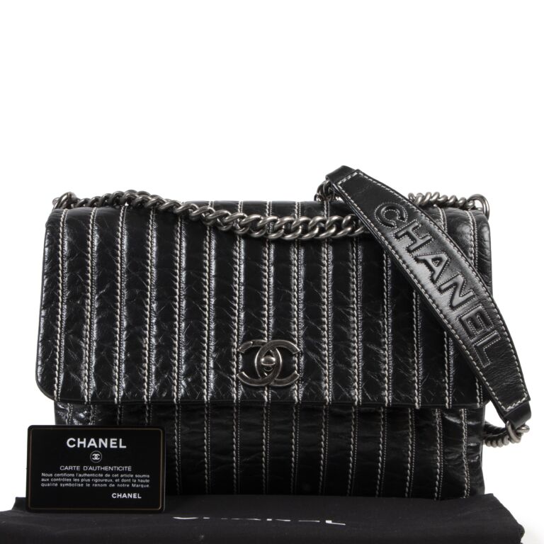 Buy Chanel Chocolate Bar CC Flap Bag Quilted Leather East 1877204