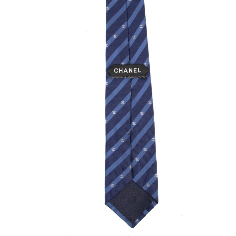 Chanel Blue Logo Tie ○ Labellov ○ Buy and Sell Authentic Luxury