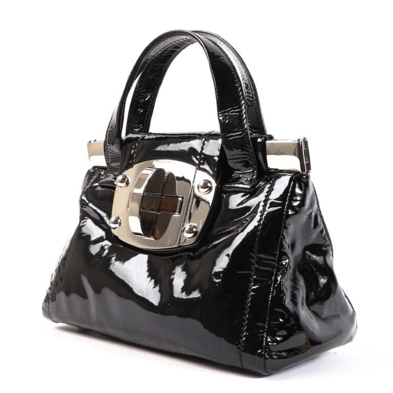 Small black patent 2025 handbag