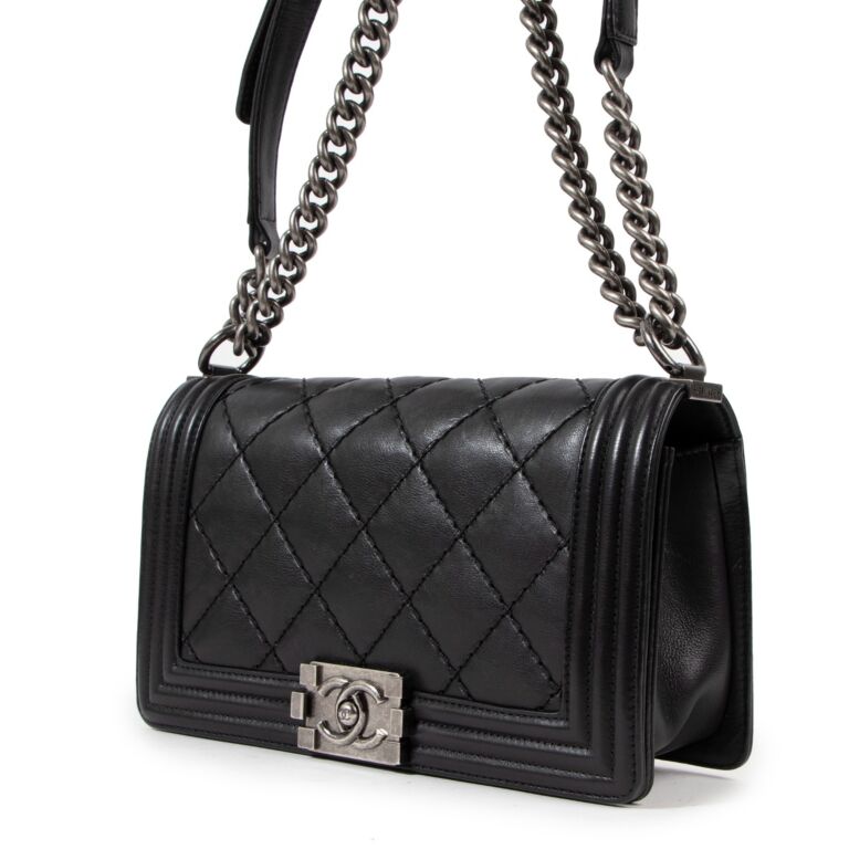 Chanel Black Double Stitch Boy Chanel Bag ○ Labellov ○ Buy and