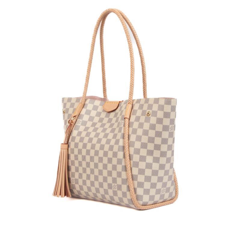 Louis Vuitton Propriano Tote Damier Azur Braided White Coated Canvas Bag