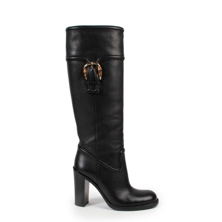 Gucci Black Long Leather Knee Boots Size 39 Labellov Buy