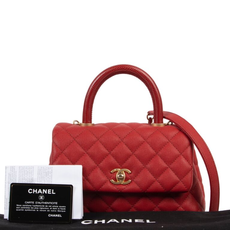 Chanel Medium Coco Handle bag Dark red Leather ref.536112 - Joli