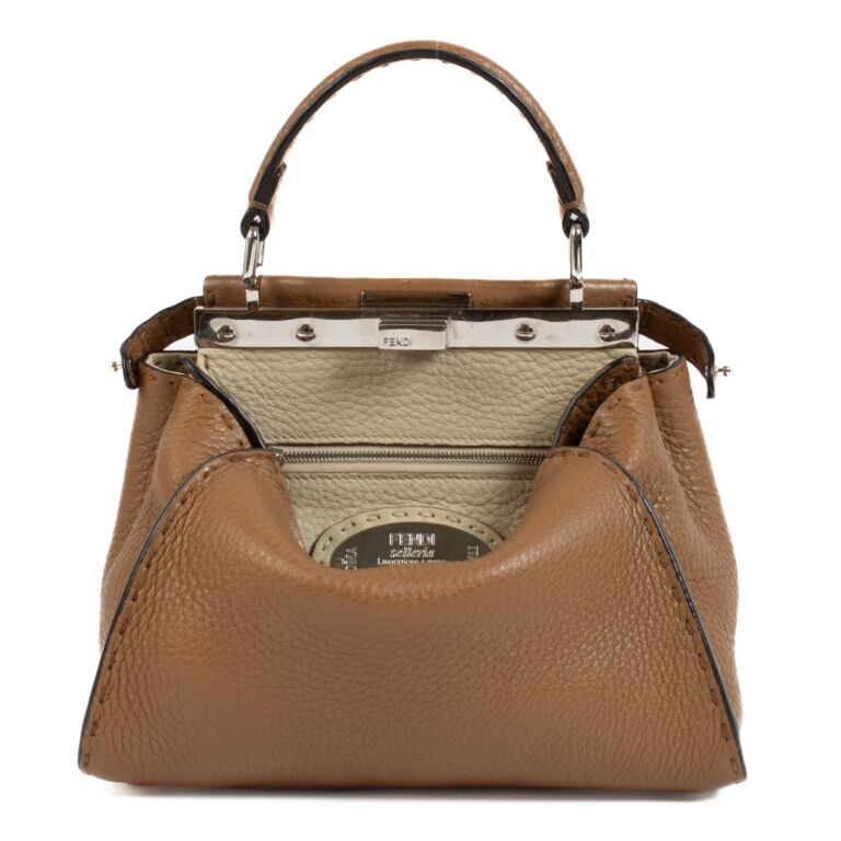 Fendi Coffee Selleria Mini Peekaboo Bag Labellov Buy and Sell Authentic Luxury