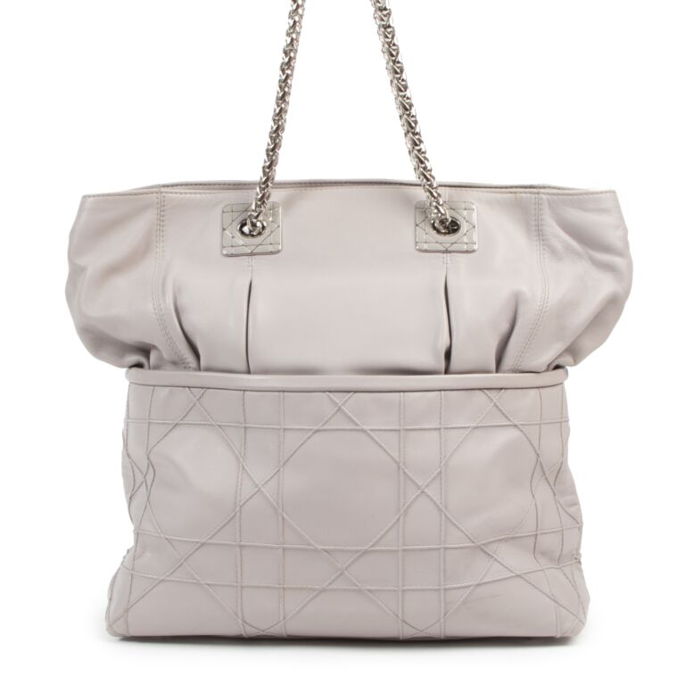 Dior Pale Grey Cannage So Dior Tote Bag Labellov Buy and