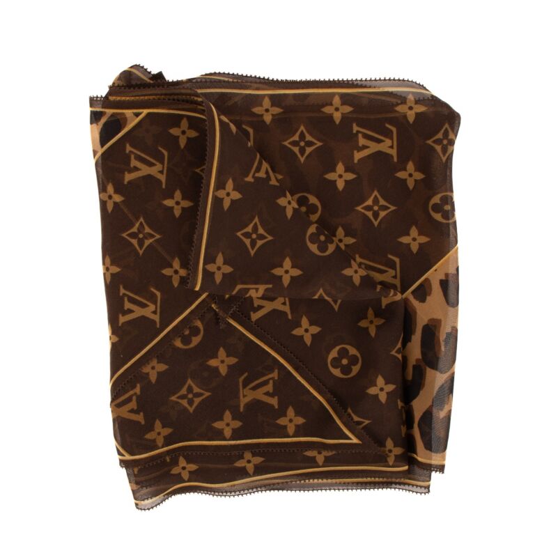 Louis Vuitton Monogram Leopard Print Chiffon Scarf Labellov