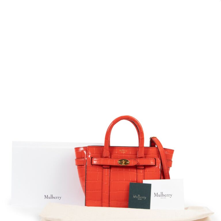 Mulberry Micro Zipped Bayswater Hibiscus Red Croc Print