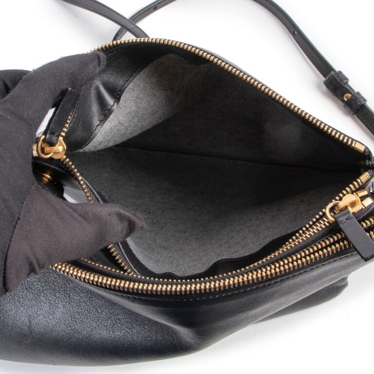 Celine Large Trio Crossbody Bag Black Leather